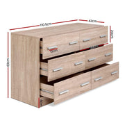 Oak 6-Drawer Tallboy Chest