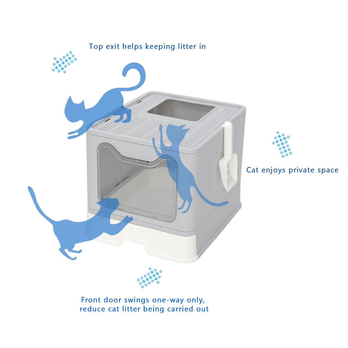 Extra-Large Enclosed Cat Litter Box with Drawer & Scoop