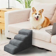 4-Step Grey Detachable Pet Stairs for Beds & Couches