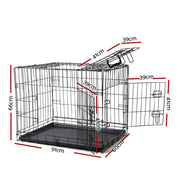 36-Inch Foldable Metal Dog Crate with 3 Doors & Removable Tray