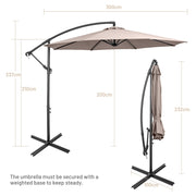 3 m Cantilever Patio Umbrella with Cross Base