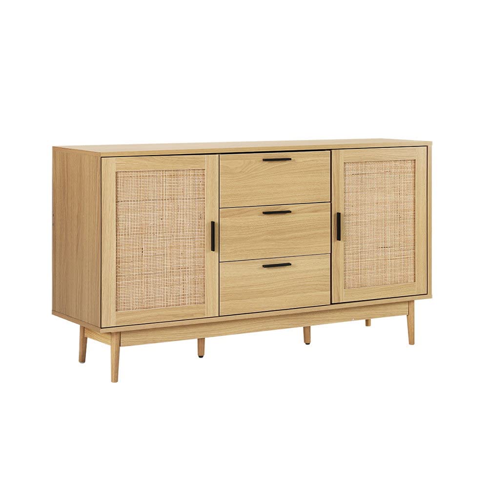 Rattan Sideboard with 3 Drawers & Adjustable Shelves