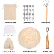 9-Inch Round Banneton Bread-Proofing Set with Lame & Tools