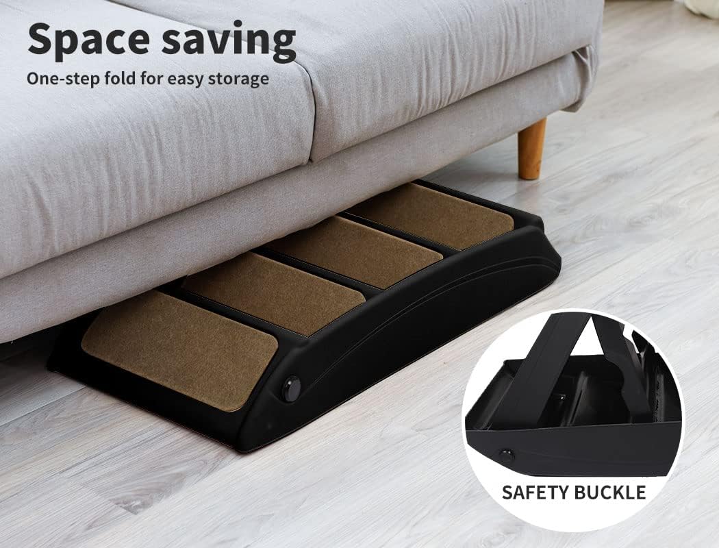 50 cm Black Foldable Pet Stairs – 76 kg Capacity