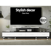 Adjustable 160–222 cm White TV Unit with 4 Drawers