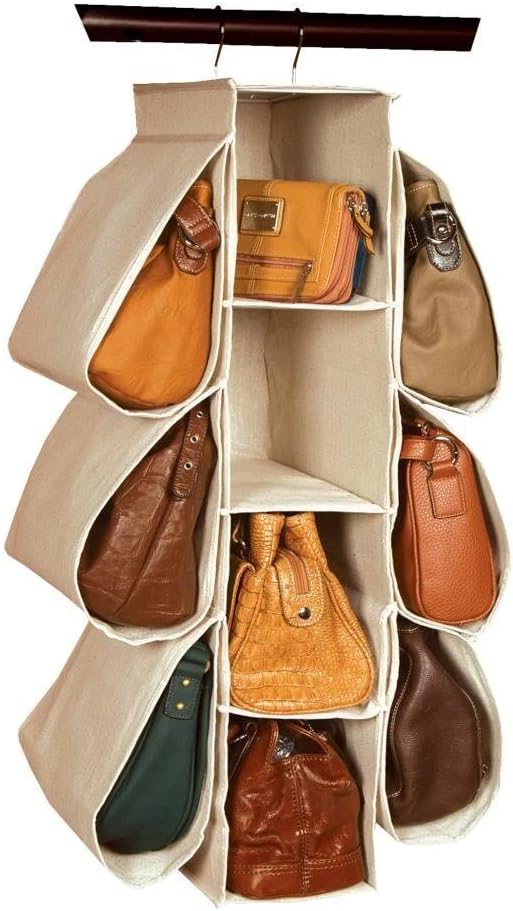 10-Pocket Hanging Handbag Organiser