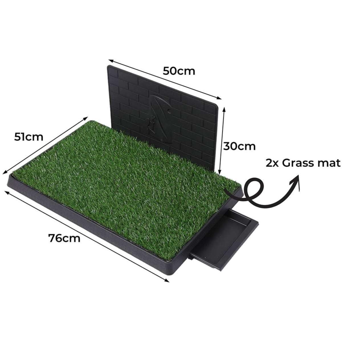 3-Layer Dog Toilet Tray with 2 Grass Mats & Splash Wall
