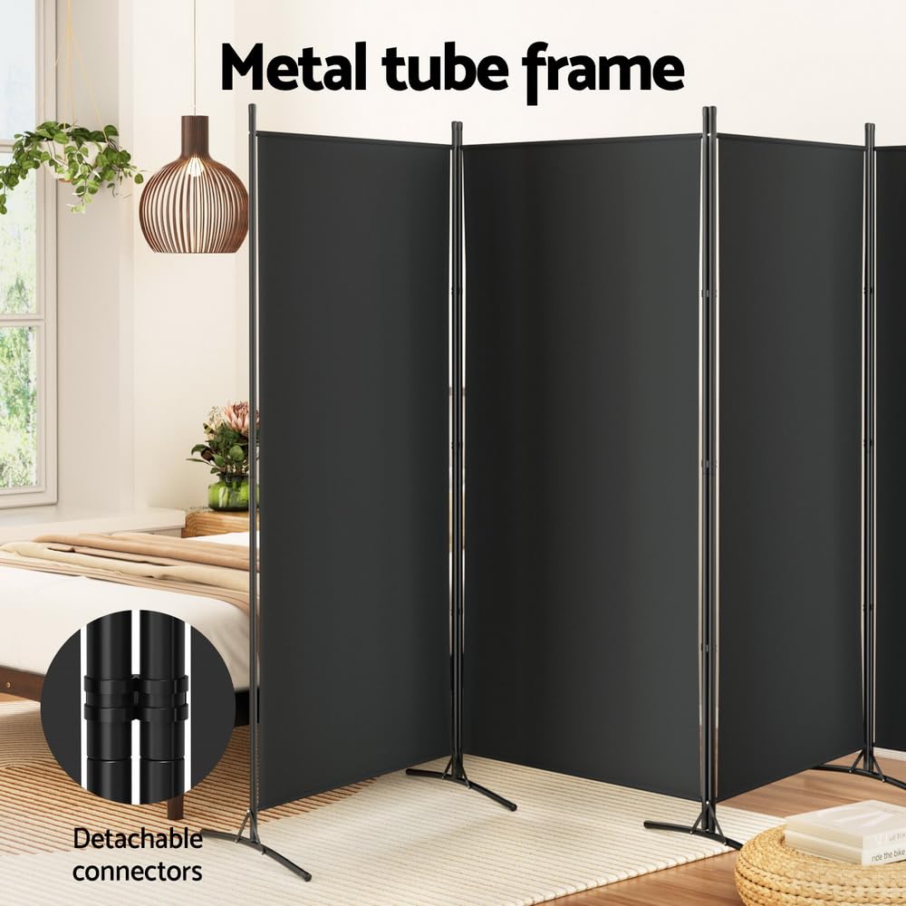 Black 4-Panel Folding Fabric Room Divider