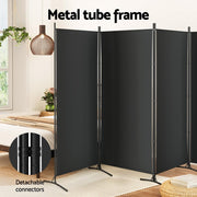 Black 4-Panel Folding Fabric Room Divider