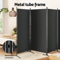 Black 4-Panel Folding Fabric Room Divider