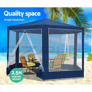2 x 2 m Pop-Up Gazebo with Navy Mesh Walls