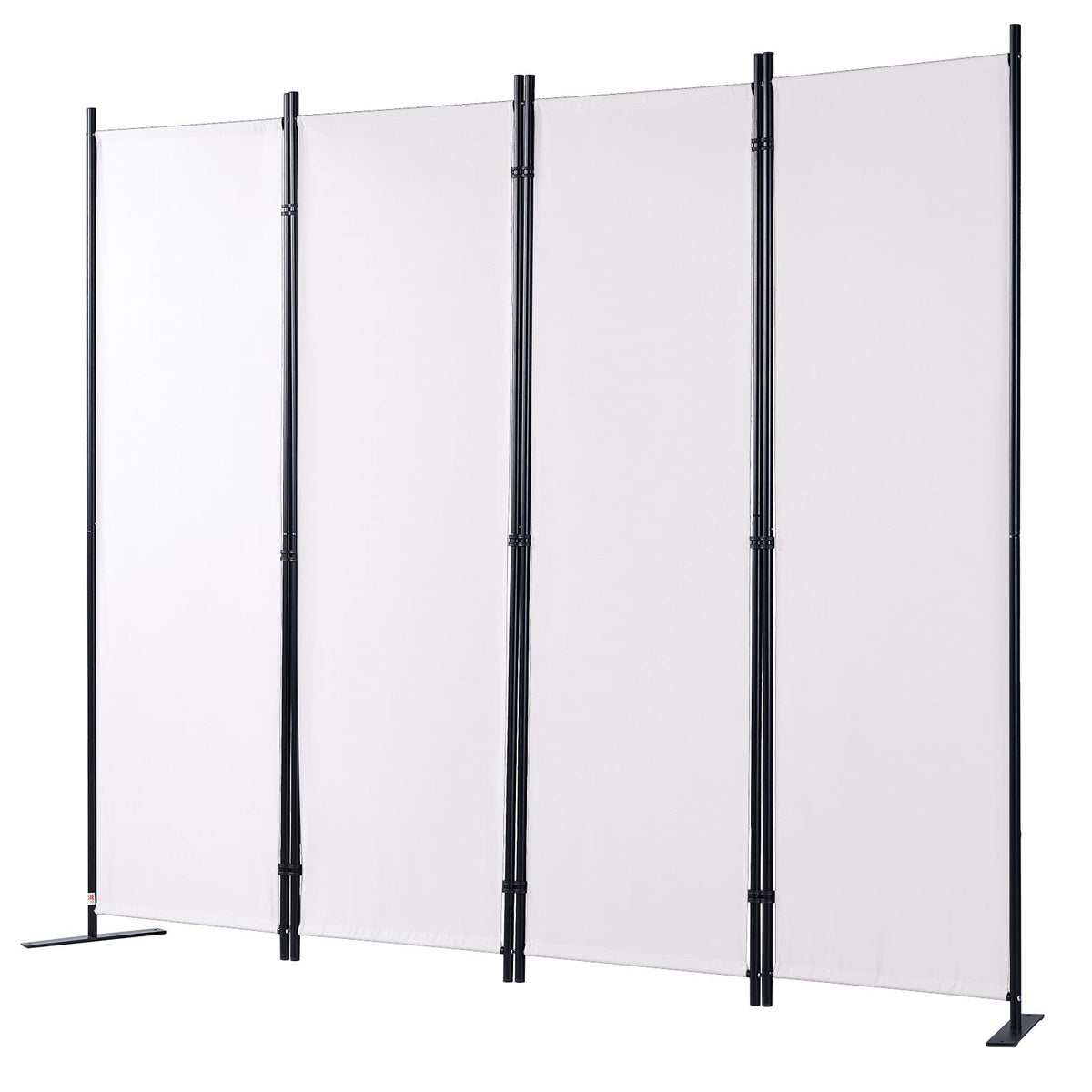 White 4-Panel Coated-Fabric Room Divider – 224 × 171cm
