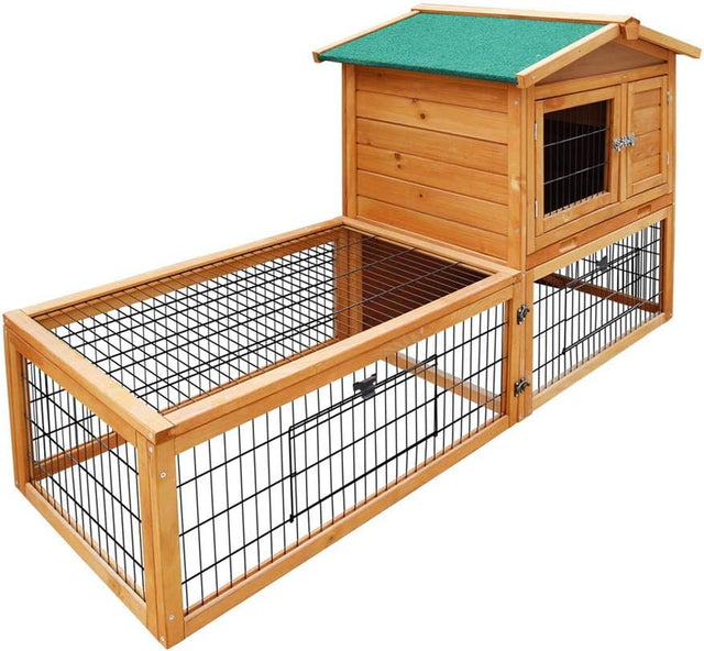 i.Pet Chicken Coop Large Rabbit Hutch, Coops Wooden Pet House Run Cage Walk in Guinea Pig Ferret Bunny Hen Chook, Metal Outdoor Door Roof Hatch Nestiong Box Farm Tray