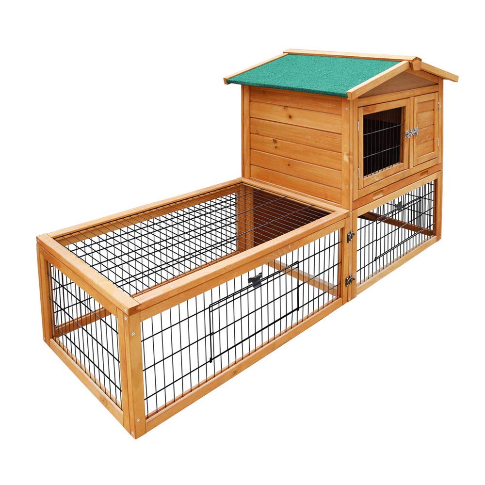 i.Pet Chicken Coop Large Rabbit Hutch, 138 x 49 x 85cm Coops Wooden Pet House Run Cage Walk in Guinea Pig Ferret Bunny Hen Chook, Outdoor Metal Door Roof Ladder Hatch Nestiong Box Farm