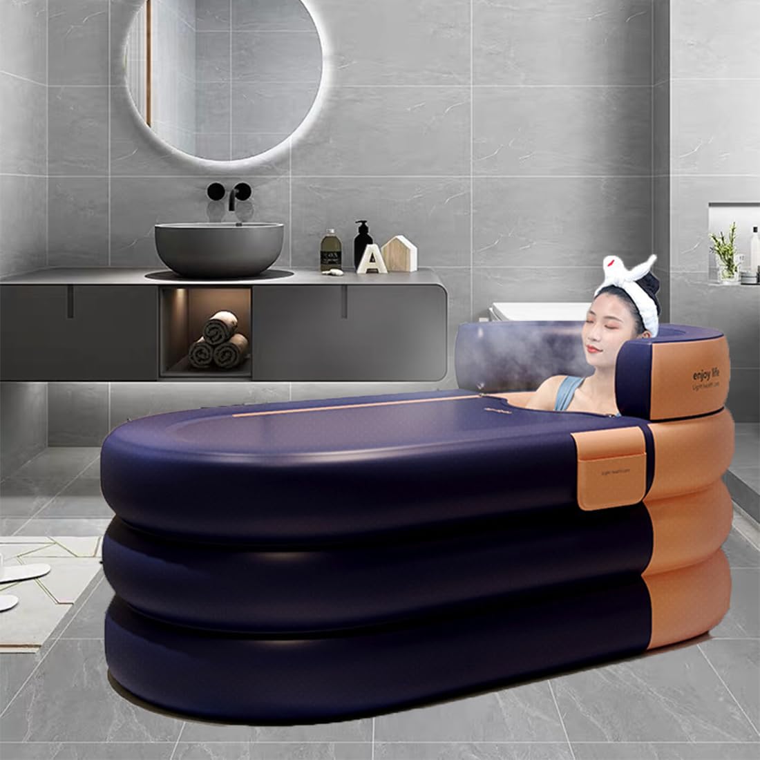 Inflatable Adult Soaking Tub with Rechargeable Pump – 2 Colours
