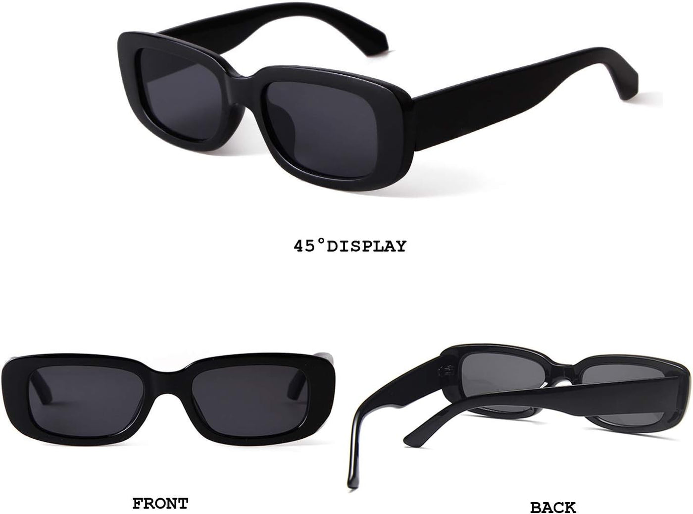 Narrow Rectangle Retro Sunglasses – Black & Tortoise