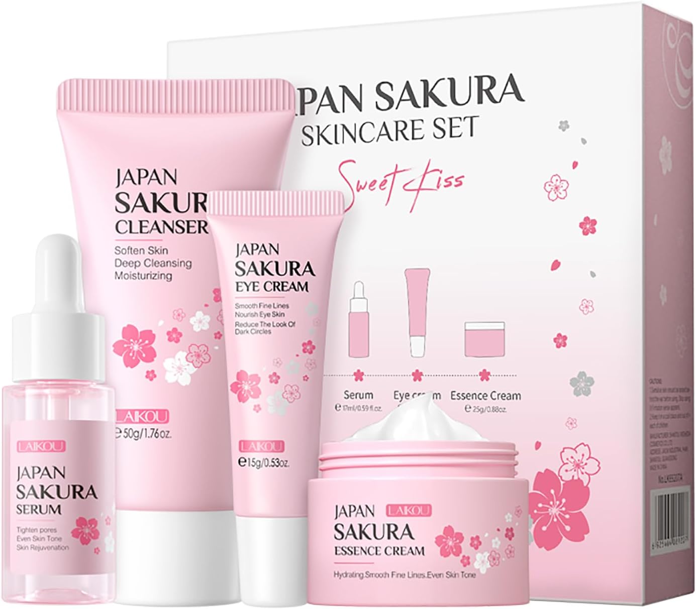 Skin Care Set Beauty Gift Sets Skin Care Kit with Cleanser, Serum, Eye Cream, Face Cream Travel Kit for Women Mom Wife Teen Girls Gentle Skin Cleaning TSA-friendly Sizes 4pcs