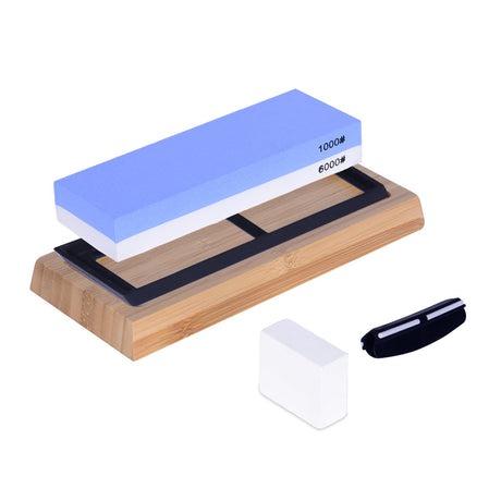 TFMODBFA Knife Sharpening Stone Set - 2 Side Grit 400/1000 3000/8000 Kitchen Knife Sharpener Stone, Professional Kitchen Sharpener Stone Includes Non-Slip Rubber Bases