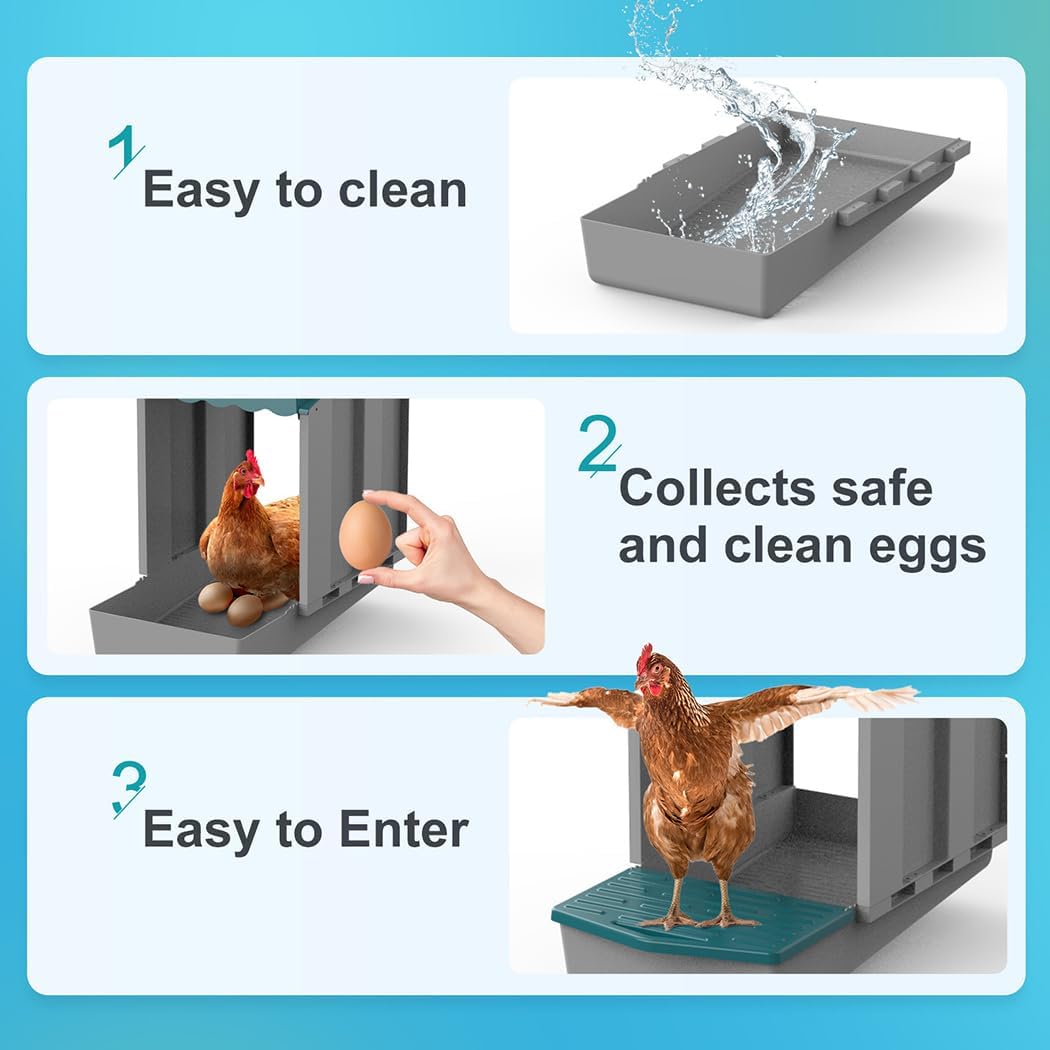 3 Hole Chicken Nesting Box Roll Away Chook Hen Laying Boxes Modular Nest House
