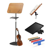 Ssumght 2 in 1 Dual-use Sheet Music Stand & Desktop Book Stand, Large Wooden Book Holder, Height Adjustable from 80-130cm,with Page Paper Clip for Cookbooks, Sheet Music, etc.
