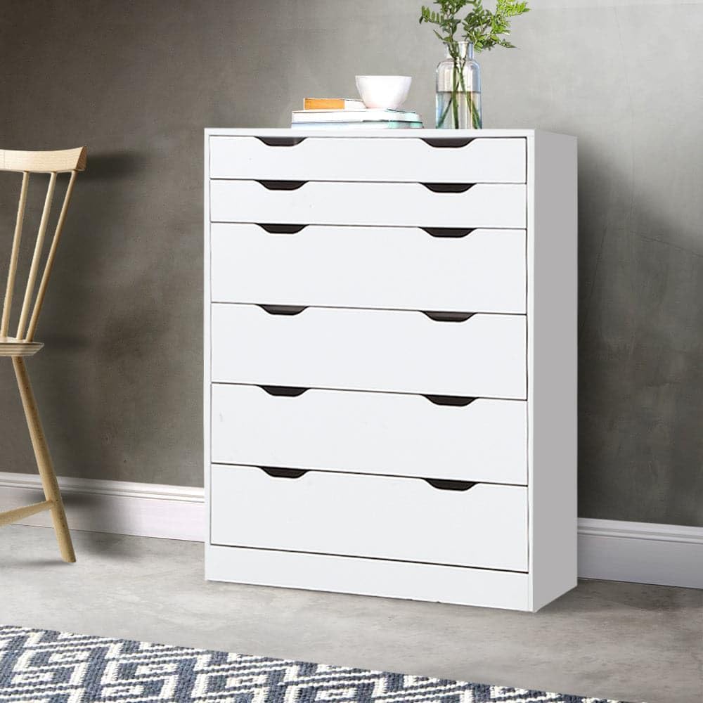 White 6-Drawer Tallboy Chest