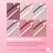 Gel Nail Polish Kit Starter with U V Lamp Portable LED Dryer Lamp, 6 Colors Soak Off Pastel Pink Gel Nail Polish Set/Gel Top & Base Coat/Essential Manicure Tools Nail Art Kit for Beginner