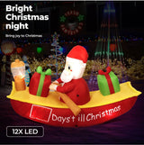 Christmas Inflatable Santa Clau Boat Xmas Indoor Decorations with LED Lights,Fast Self-Inflatable and deflatable,Waterproof Home Garden Holiday Party Outdoor Decor Red Colour 135cm x 210cm