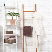 6-Rung Bamboo Leaning Ladder for Towels, Blankets & Quilts