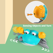 Crawling Crab, Tummy Time Baby Toys, Sensing Interactive Walking Dancing Toy with Music Sounds & Lights, Infant Fun Birthday Gift Toddler Boy Girl (Cute Green)