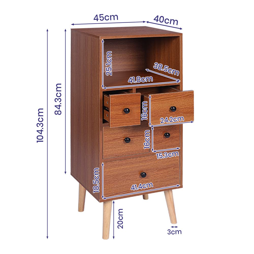 5-Drawer Storage Cabinet with Display Shelf