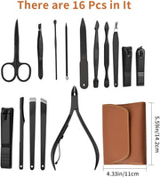 16-Piece Stainless-Steel Manicure & Grooming Set with Case
