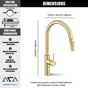 Brushed Gold 2-Mode Pull-Out Kitchen Mixer Tap