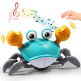 Crawling Crab, Tummy Time Baby Toys, Sensing Interactive Walking Dancing Toy with Music Sounds & Lights, Infant Fun Birthday Gift Toddler Boy Girl (Cute Green)