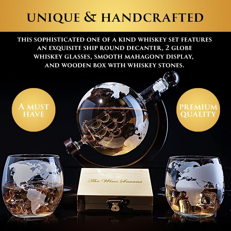 850 ml Globe Whisky Decanter Set with Globe Glasses