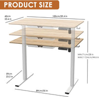 100 x 60cm Electric Standing Desk, Height Adjustable Stand Desk with Drawers,Sit Stand Computer Home Office Desk (Oak Top White Legs)