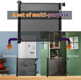 Retractable Safety Gate Baby Gate Dog Gate for Door Stair, Durable Mesh and Rotary Lock Design, 86cm Tall Extends up to 150cm Wide Gate Black Color