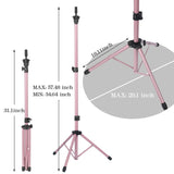 Adjustable Wig Stand Tripod, Mannequin Stand for Wig Tripod Stand, Mannequin Head Stand for Cosmetology Hairdressing Training, Pink (Mannequin Head Not Included)
