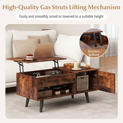 Lift-Top Coffee Table with Hidden Cabinet & Open Shelf