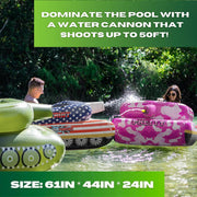 Pool Punisher Inflatable Toy Tank with Squirt Gun- Swimming Accessories for Kids, Teens and Adults - Giant Size Outdoor Water Toys for Lakes and Beach - Swim Stuff for Summer
