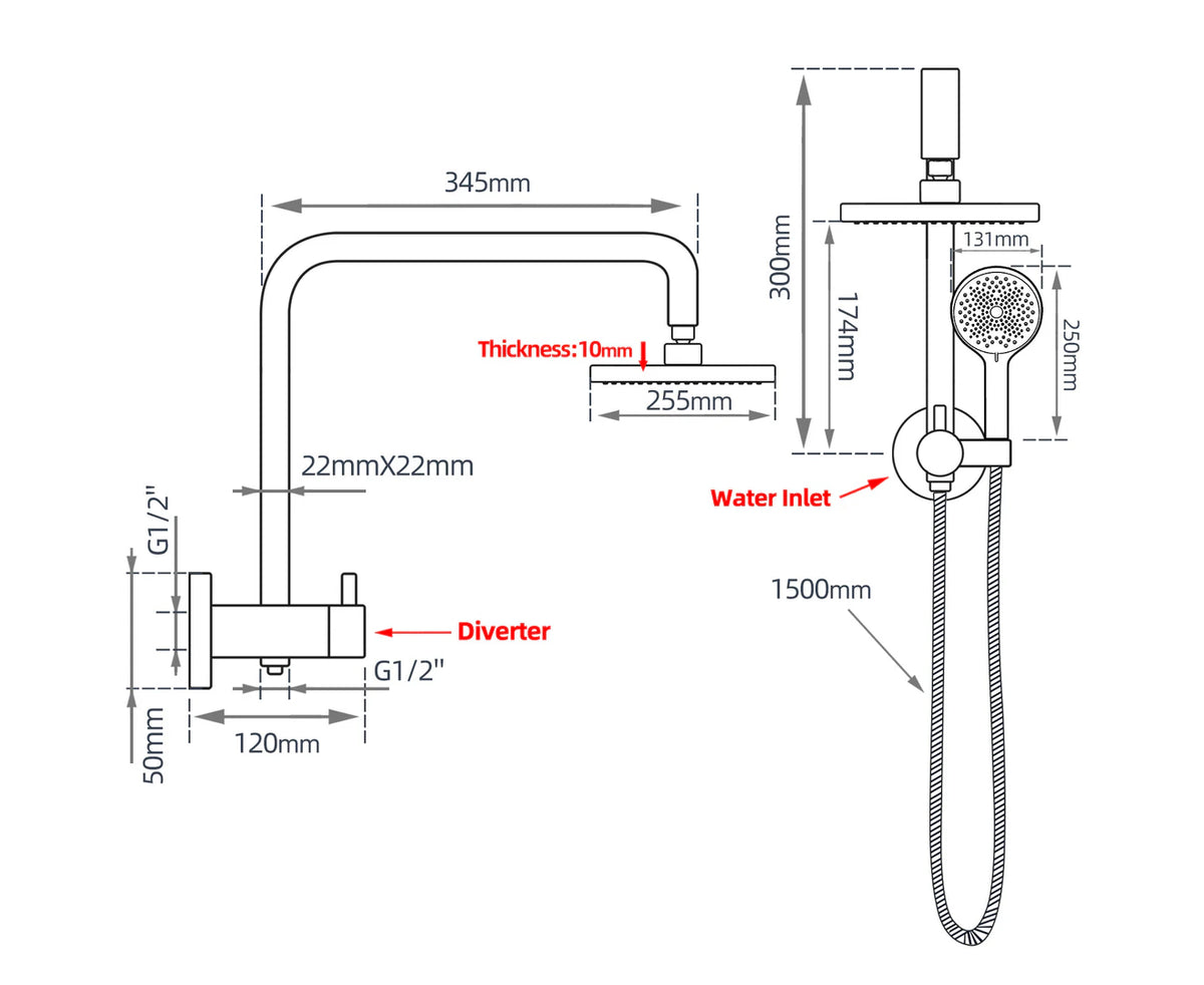 ACA 10-Inch Round Twin Shower Set – Chrome