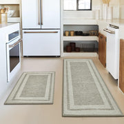 2-Piece Beige-Grey Absorbent Kitchen Rug Set – 43 × 73 & 43 × 118 cm