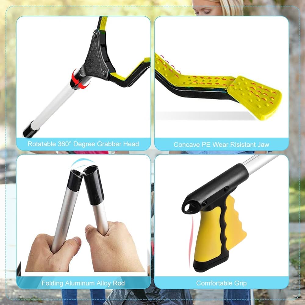 32-Inch Reacher Grabber & Litter Picker – Yellow