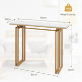 110cm Console Table, Faux Marble Sofa Table w/Sturdy Metal Legs, Adjustable Feet, Modern Entryway Table, Perfect for Foyer, Living Room, Hallway (Gold)
