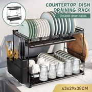 43 cm 2-Tier Dish Rack with 2 Drip Trays