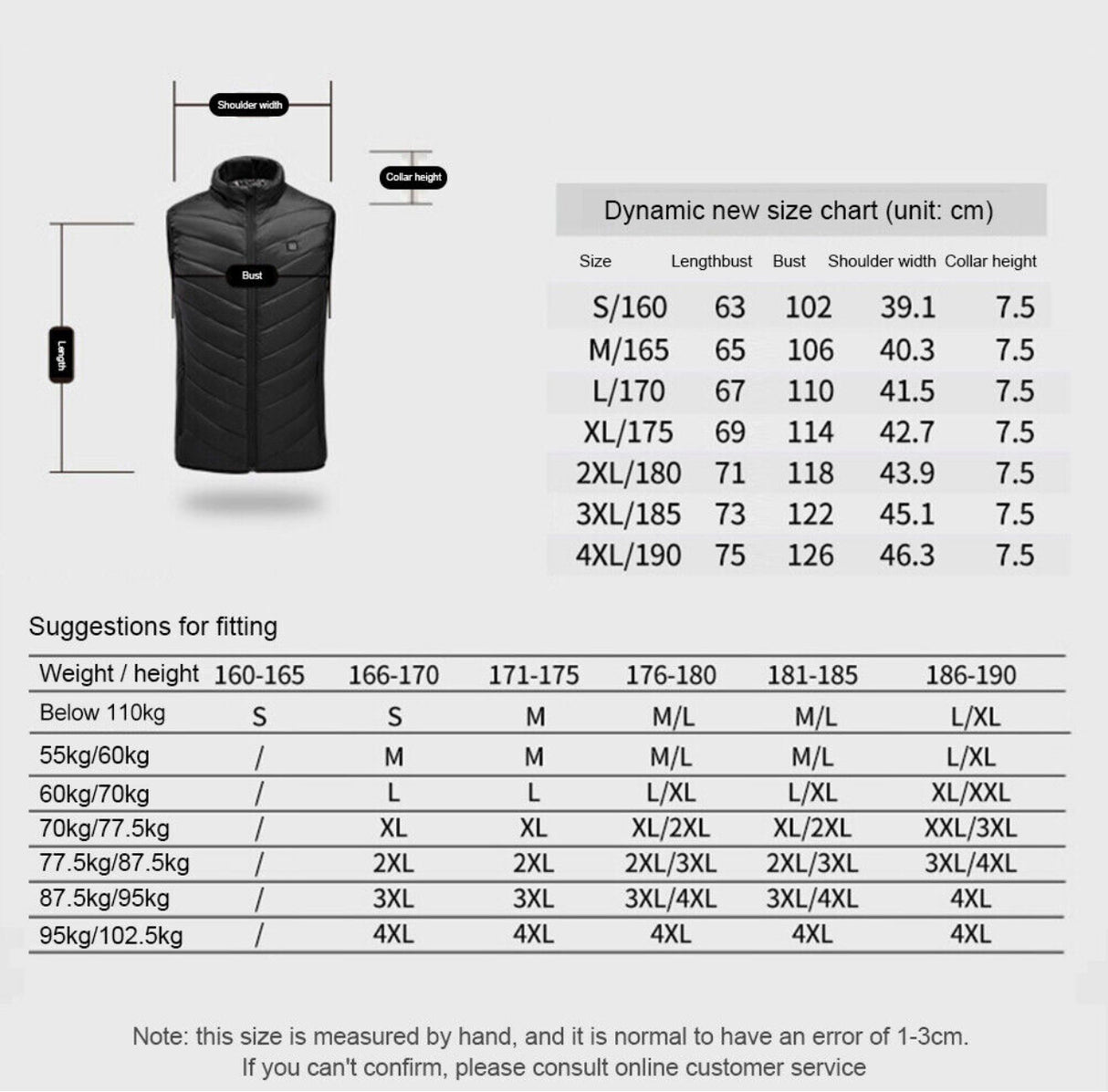 Electric Vest Heated Jacket USB Thermal Warm Heat Pad Winter Body Warmer Unisex