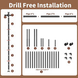 Room Divider Curtain Rod No Drilling, Wall Divider for Room Separation, 121-304cm(H) 71-177cm(W) Adjustable, Heavy Duty Floor to Ceiling Tension Curtain Stand, Black