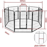 8-Panel Foldable Metal Pet Playpen with Gate
