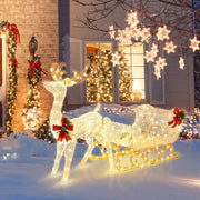6 ft Pre-Lit Reindeer & Santa Sleigh Yard Display