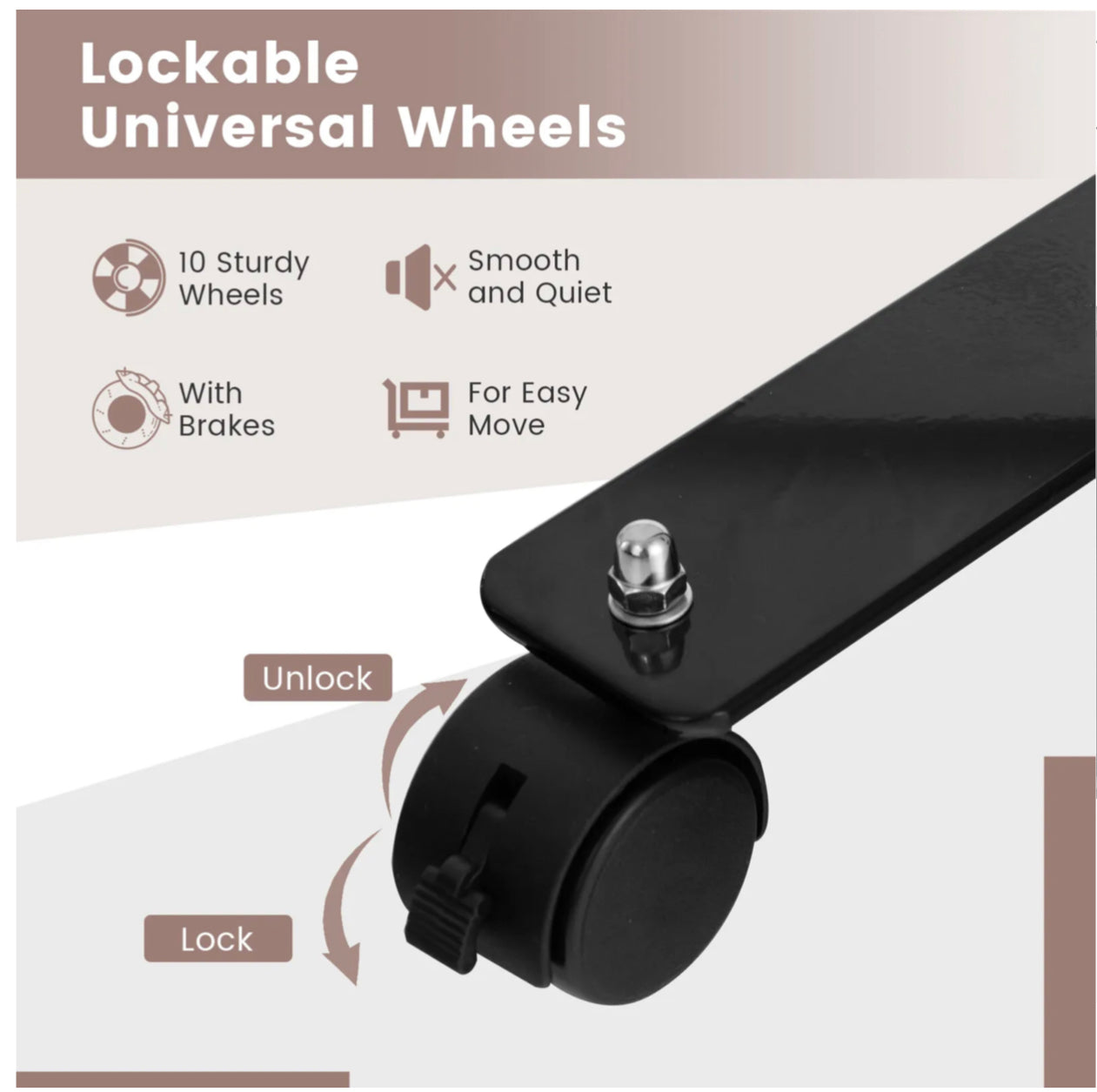 5.6 ft 6-Panel Rolling Room Divider – Black