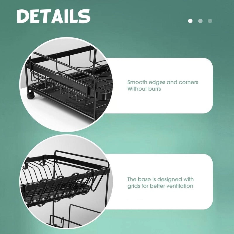 43 cm 2-Tier Dish Rack with 2 Drip Trays